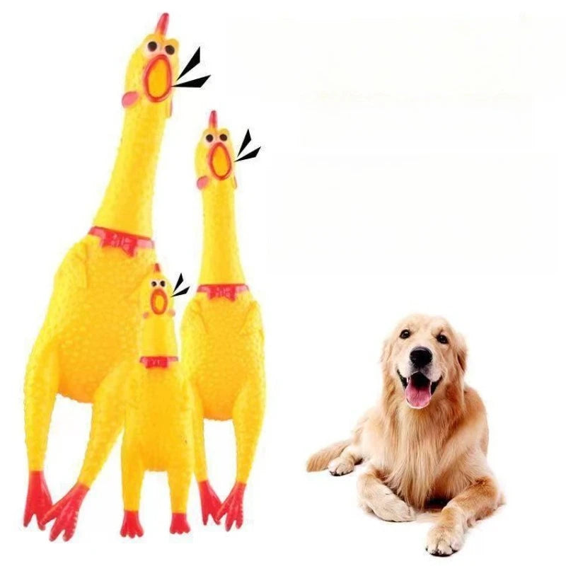 Squeaky Chicken Dog Toy - Funny Rubber Chew Toy for Small & Large Dogs - Perfect for Playtime!