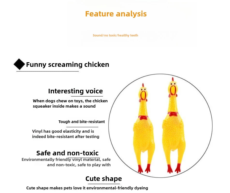 Squeaky Chicken Dog Toy - Funny Rubber Chew Toy for Small & Large Dogs - Perfect for Playtime!